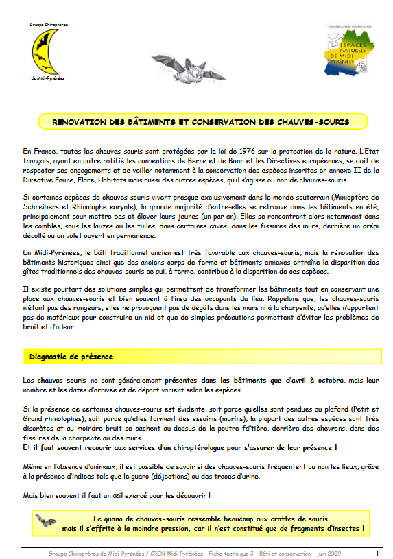 Rénovation des bâtiments et conservation des chauves-souris